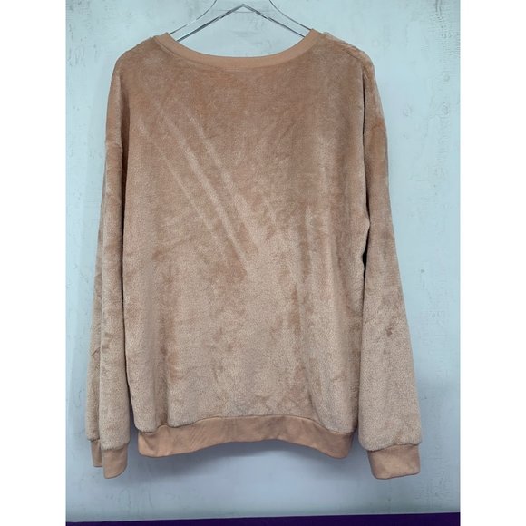 Disney Womans Micky Mouse Shirt Long Sleeve XL Pink Peachy Polyester Minky Velou - Picture 3 of 8